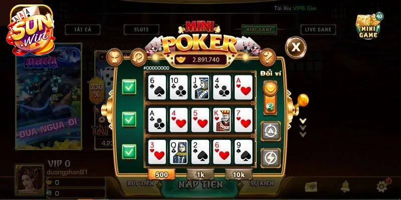 Yếu tố nổi bật chỉ có ở mini Poker